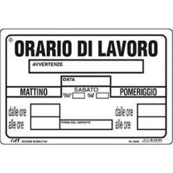 CARTELLO ORARIO DI LAVORO